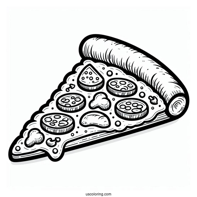 Cartoon Pizza Slice Coloring Sheet
