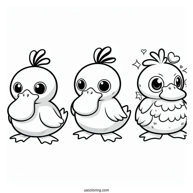 Psyduck Coloring Page Different Moods
