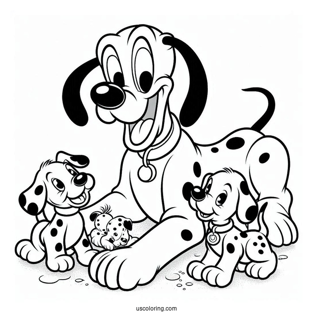 Pluto Coloring Page Playing With Dalmatian Puppies