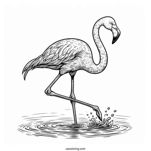Flamingo Walking In The Water