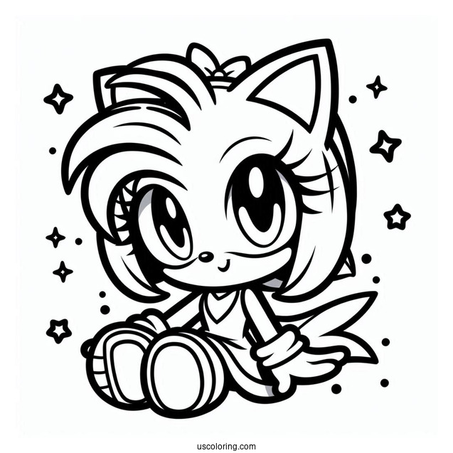Kawaii Amy Rose Coloring Sheet For Kids
