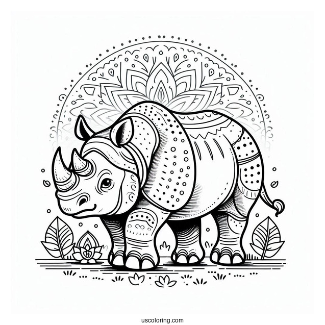 Indian Rhino Coloring Page