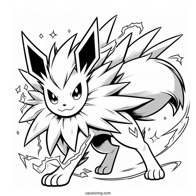 Jolteon Coloring Page In Battle Mode