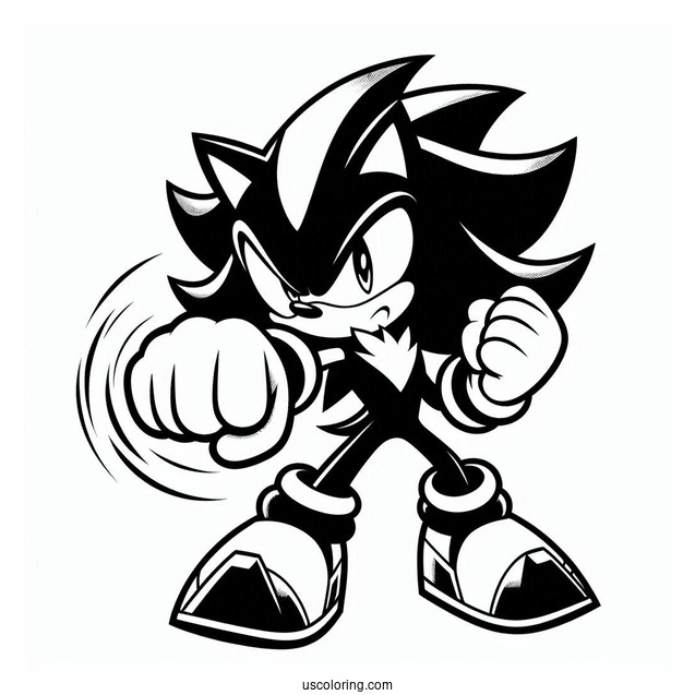 Shadow Coloring Page Punching Sonic