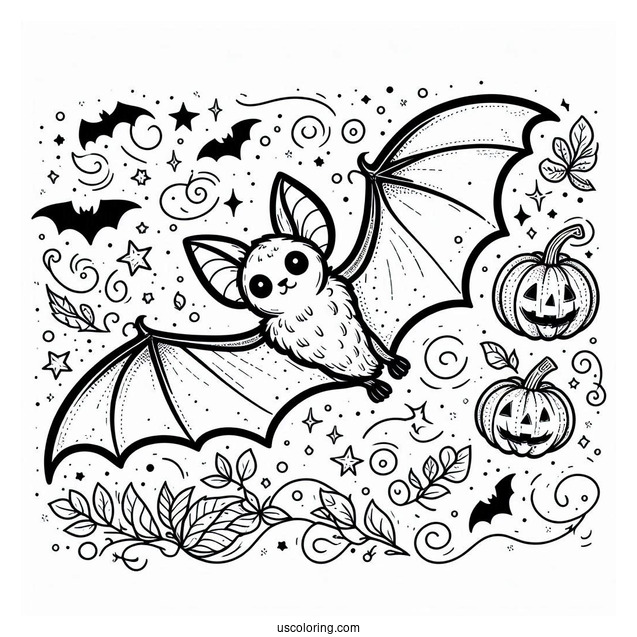 Fruit Bat Coloring Page Flying