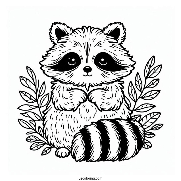 Furry Raccoon Coloring Page For Kids