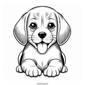 Beagle Puppy With Tongue Out Coloring In