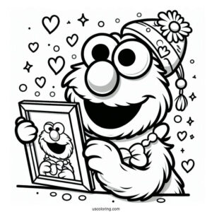 Smiling Elmo Coloring Picture For Preschoolers