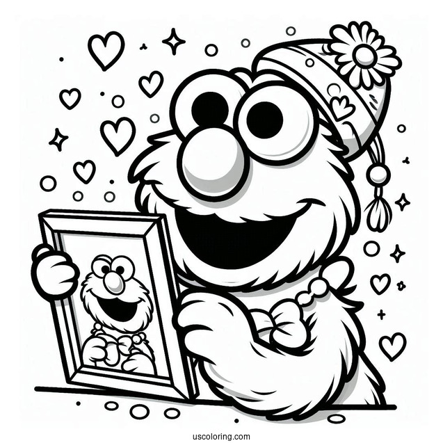 Smiling Elmo Coloring Picture For Preschoolers