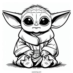 Baby Yoda Coloring In For Preschoolers