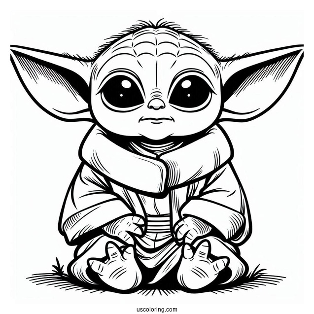 Baby Yoda Coloring In For Preschoolers