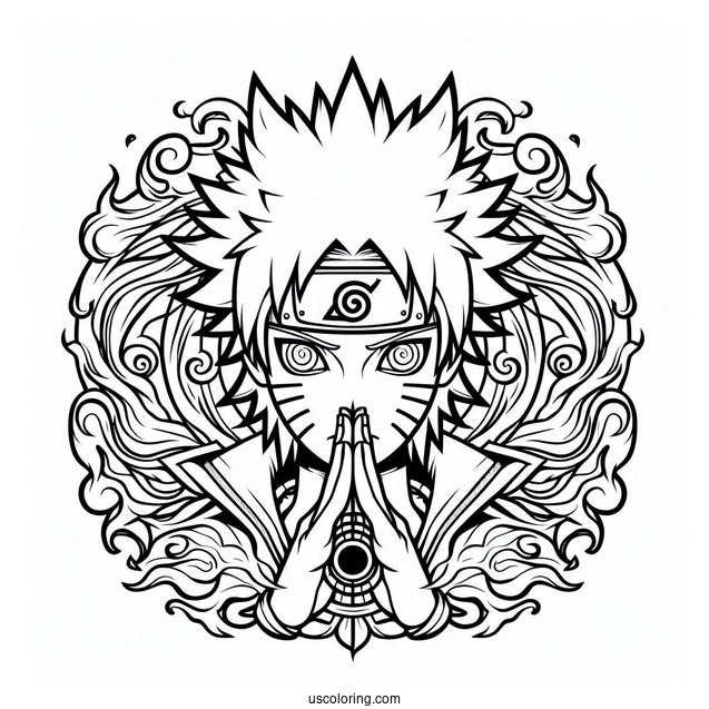 Kurama Chakra Mode Naruto Coloring Page