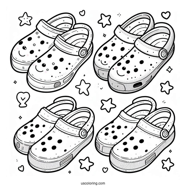 Top View Of Cute Crocs Coloring In