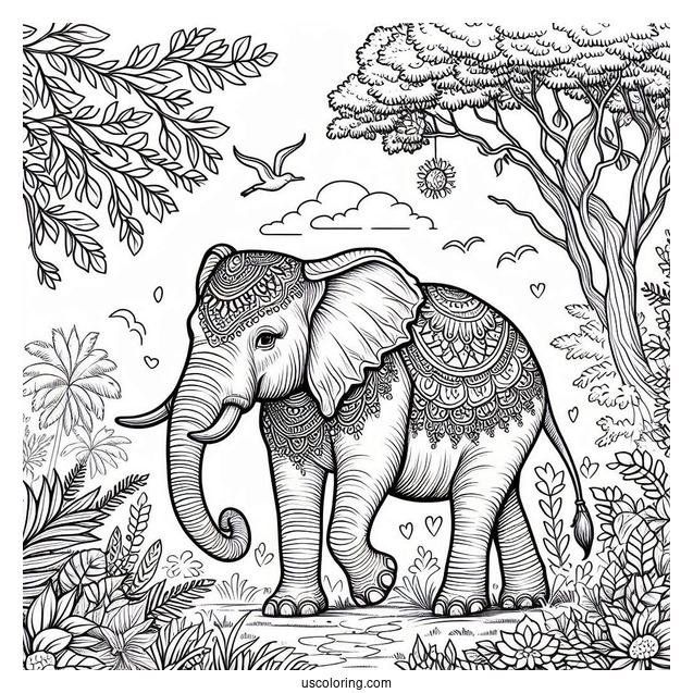 Big Indian Elephant In The Wild