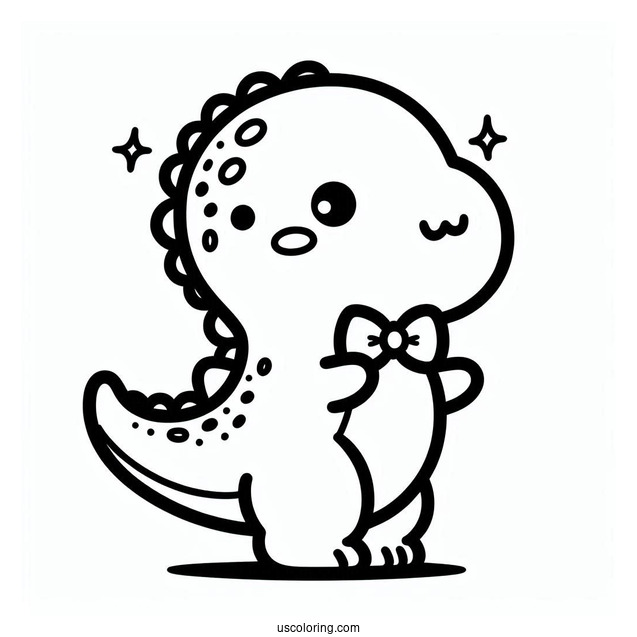 Kawaii Themed T-Rex Coloring Picture