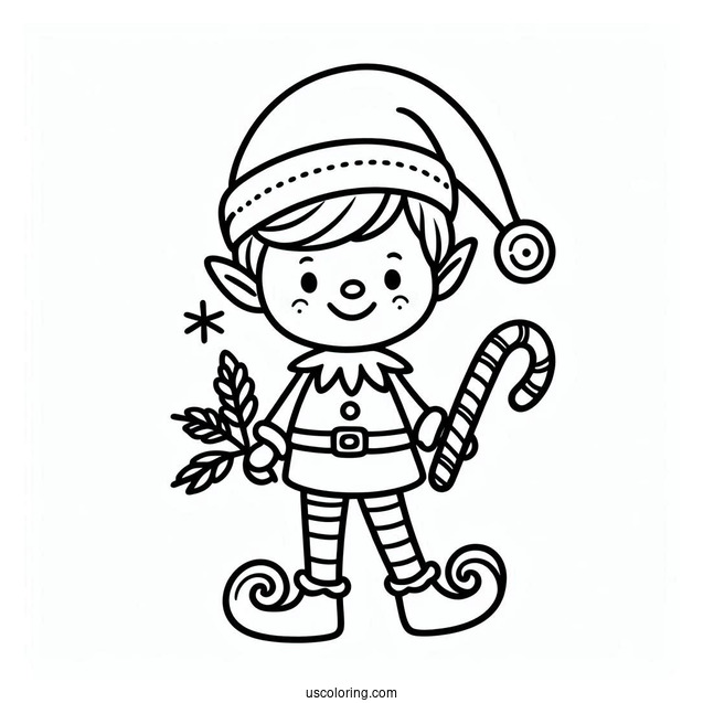 Simple Outline Of a Christmas Elf For Preschoolers