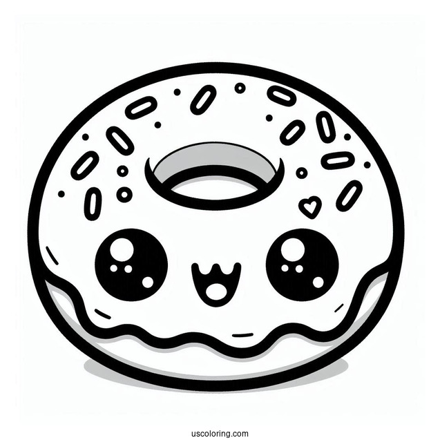 Kawaii Smiling Donut Coloring Sheet