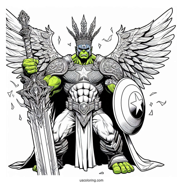 Captain America With Hulk Coloring Page In A Battle