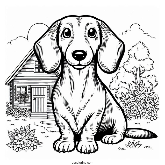 Dachshund Dog Outside Of House