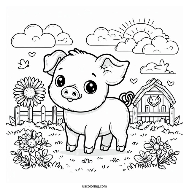 Cute Baby Piglet On a Farm