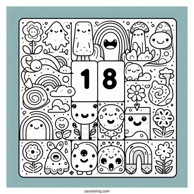 Simple 18 Numberblocks Coloring Page For Kids