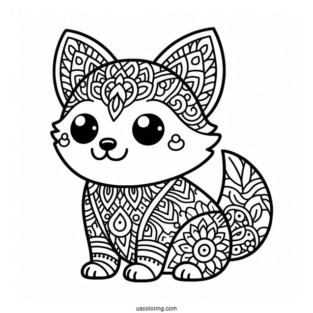 Cartoon Dog With Mandala