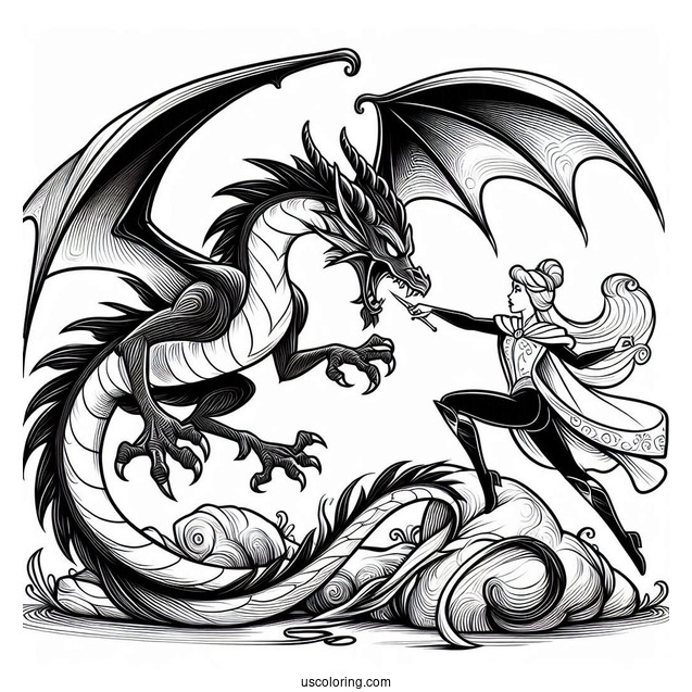 Prince Phillip Fighting Maleficent Dragon To Color