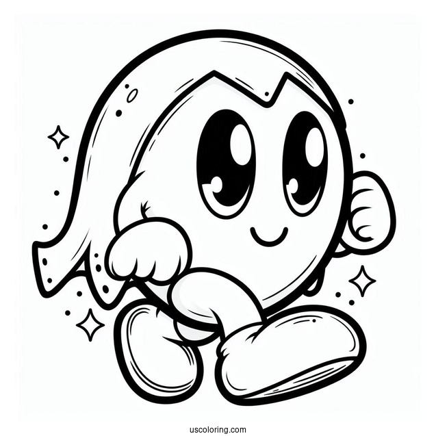 Simple Pac-Man Coloring Page With Cape For Preschoolers