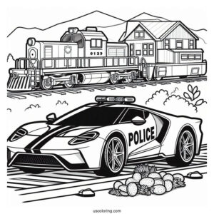 Sports Police Car Coloring Page On The Road