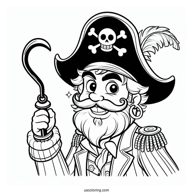 Friendly Pirate Coloring Page With Hook For A Hand For Kids