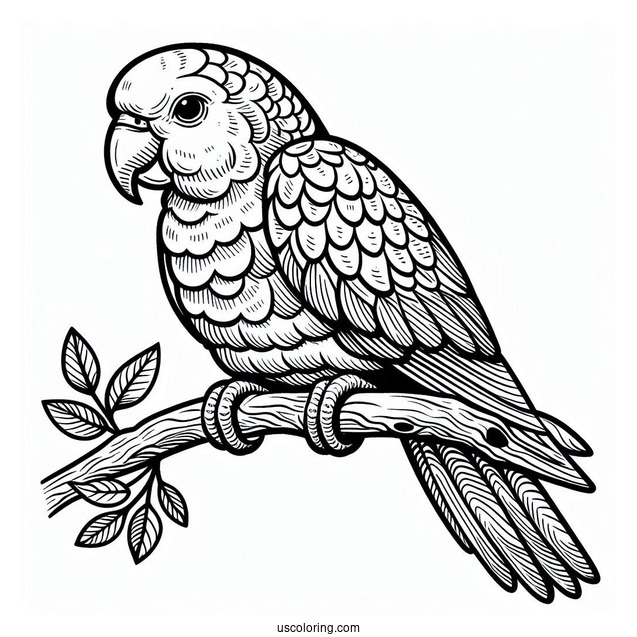 Detailed Parrot Sitting On a Branch