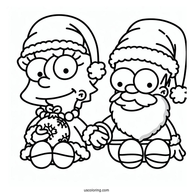 Simpsons Coloring Pages Of Cute Santa s Little Helper And Snowball For Kids