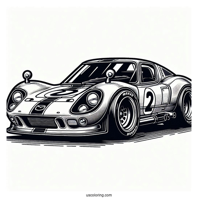 Old School Mazda Race Car Coloring Page
