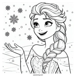 Elsa Smiling While Snowing To Color