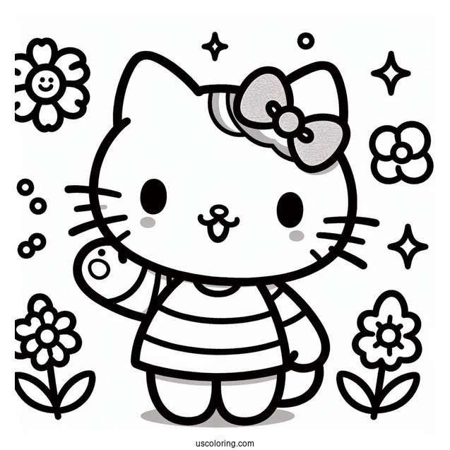Sanrio Coloring Pages Of Chococat Waving For Kids