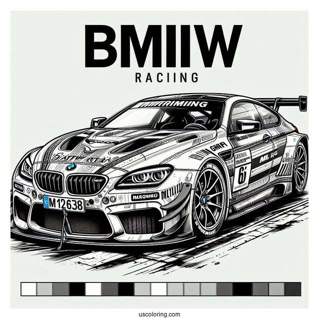 Realistic BMW Coloring Page M6 GT3 Racing