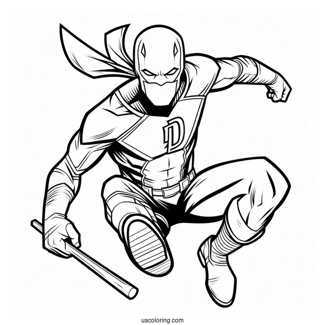 Outline Of Daredevil Coloring Page For Kids