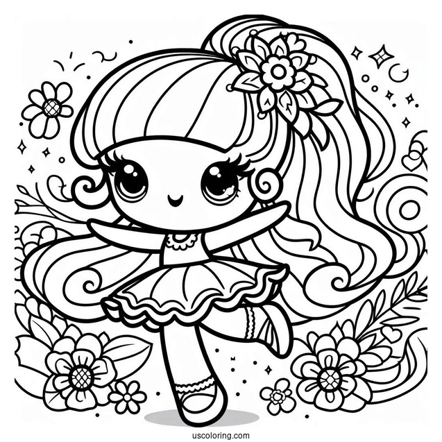 Kawaii Polly Pocket Coloring Page Dancing