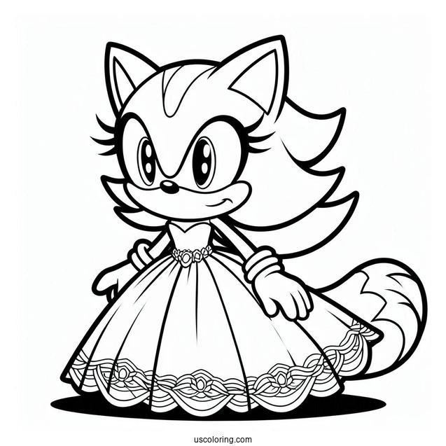 Blaze the Cat Wearing Gown Coloring In