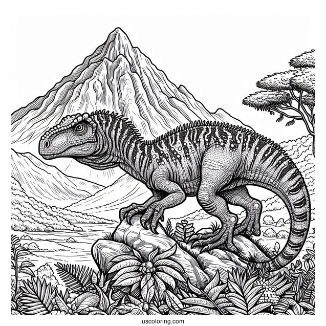 Acrocanthosurus Creeping Around The Mountain