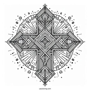 Geometric Cross Coloring Page