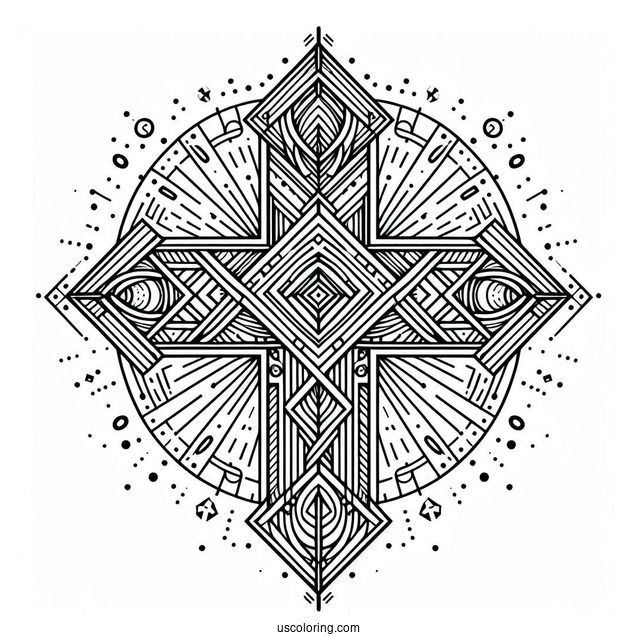 Geometric Cross Coloring Page