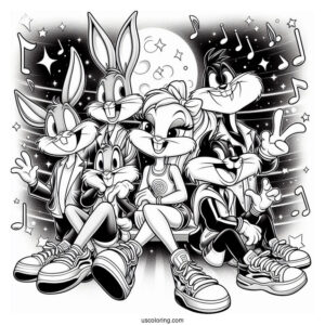 Space Jam Tune Squad Lola Bunny, Bugs Bunny, Tweety, Sylvester, And Tasmanian Devil