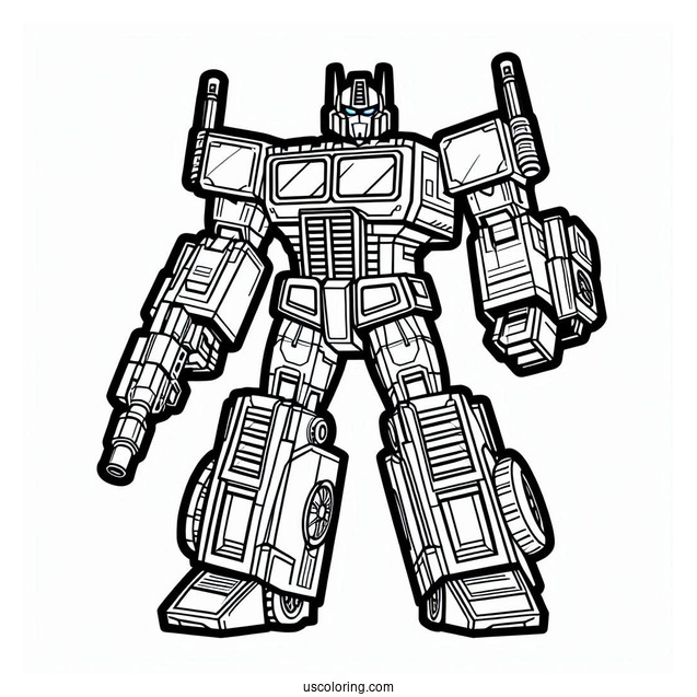 Easy Optimus Prime Coloring Page Outline For Preschoolers