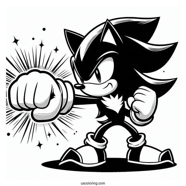 Shadow Coloring Page Punching Sonic