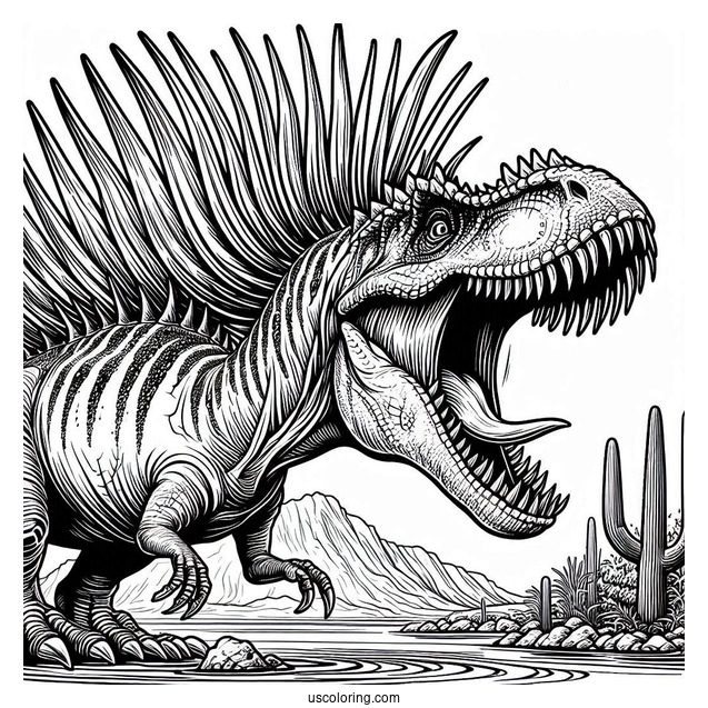 Scary Spinosaurus Coloring Page Roaring