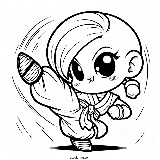 Dragon Ball Z Coloring Page Of Kawaii Chiaotzu High Kick Dragon Ball Z For Kids
