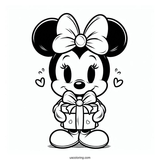 Mickey Mouse Holding A Present For Father's Day Coloring Page