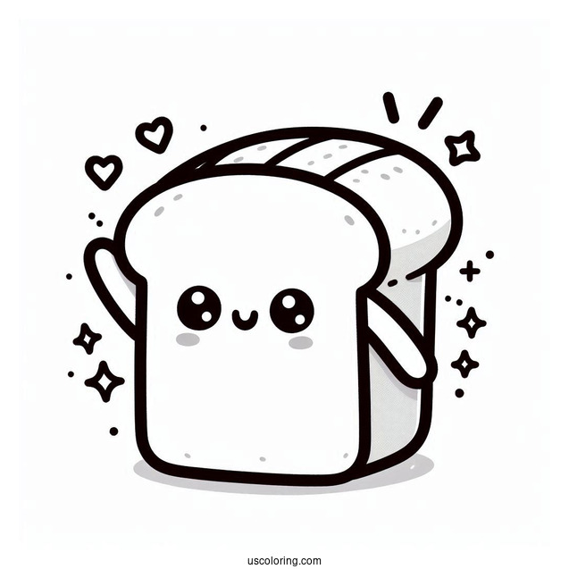 Cute Coloring Page Of Bread Loaf Waving For Preschoolers