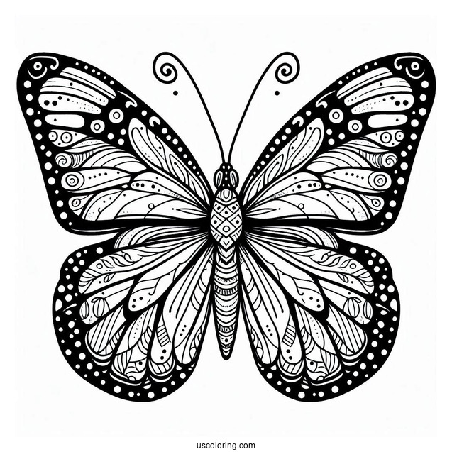 Easy Monarch Butterfly Coloring In